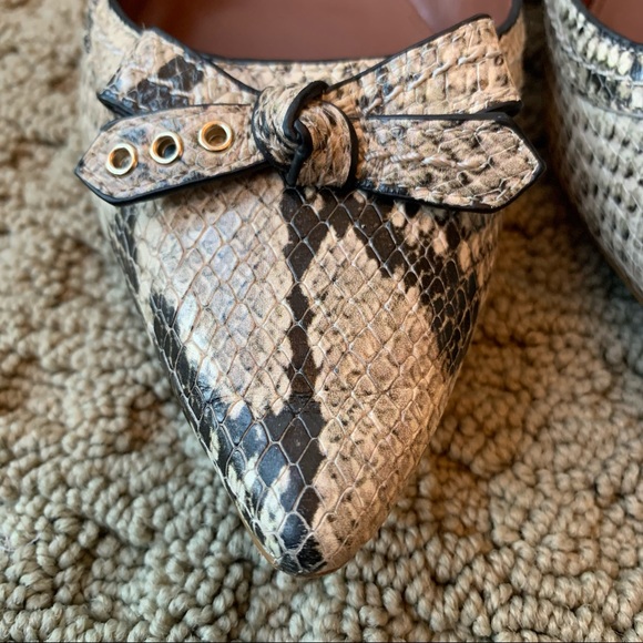Cole Haan Alice Bow Flats w Snake Skin Print, Grommets, & Pointed Toes s… - Picture 5 of 12